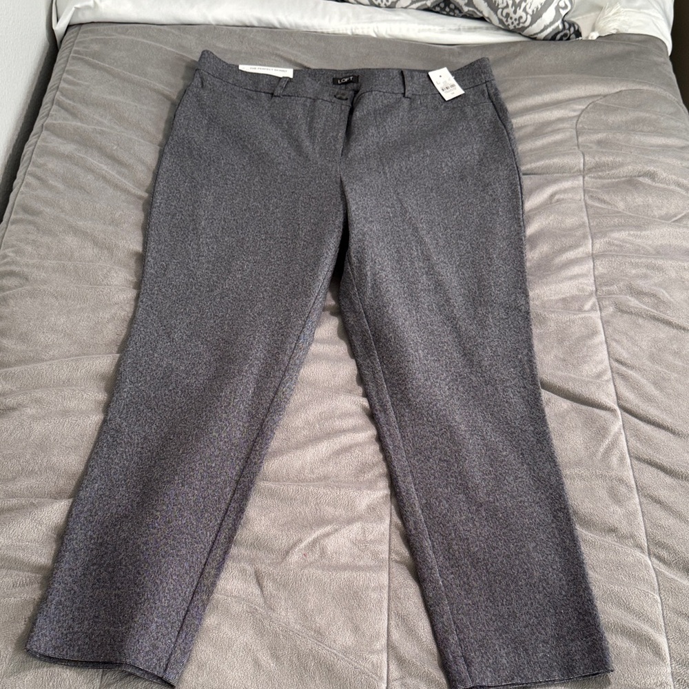 NWT LOFT the perfect skinny Heathered Charcoal Straight Leg Pants 14 curvy